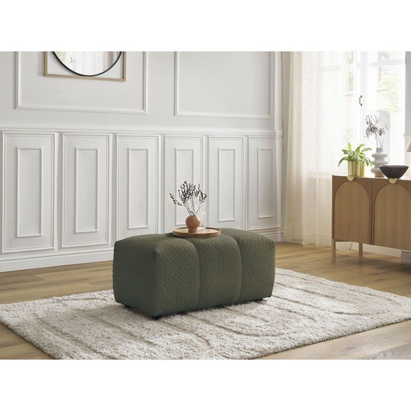 Poggiapiedi color kaki con rivestimento in bouclé Roxelane – Bobochic Paris-image-4