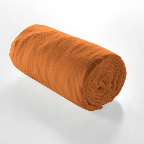 Lenzuolo con angoli arancione/marrone in mussola 140x190 cm Angelia – douceur d'intérieur-image-2