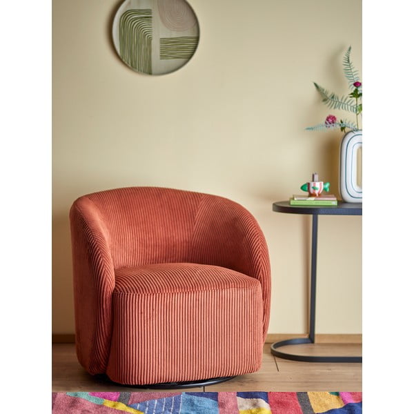 Poltrona in velluto a coste arancione Pradi - Bloomingville-image-1