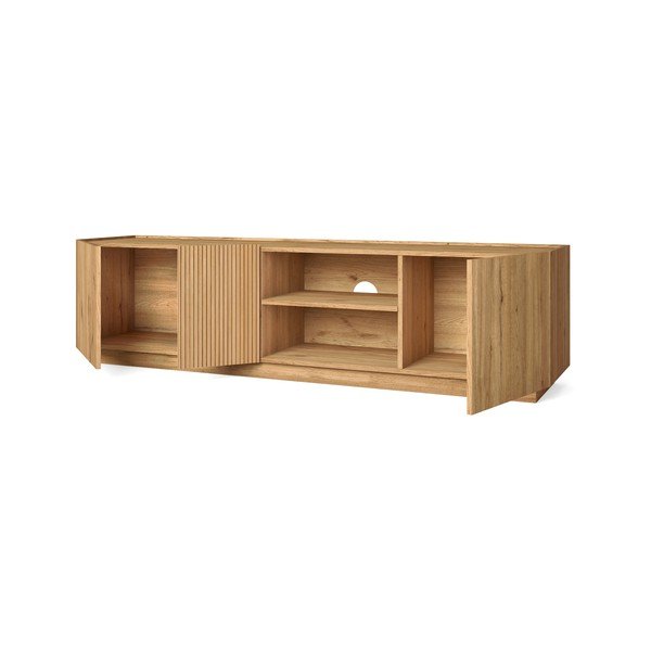 Tavolo TV in rovere colore naturale 180x48 cm Rayana - Marckeric-image-3