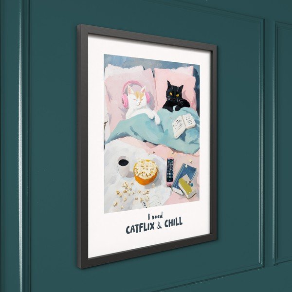 Dipinto stampato con cornice inclusa 30x40 cm Catflix – Styler-image-4