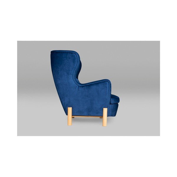 Tmavě modré křeslo ušák SKANDICA Ingrid Navy Blue-image-1