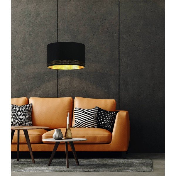 Lampadario nero con paralume in tessuto ø 38 cm ESTEPERRA – EGLO-image-1