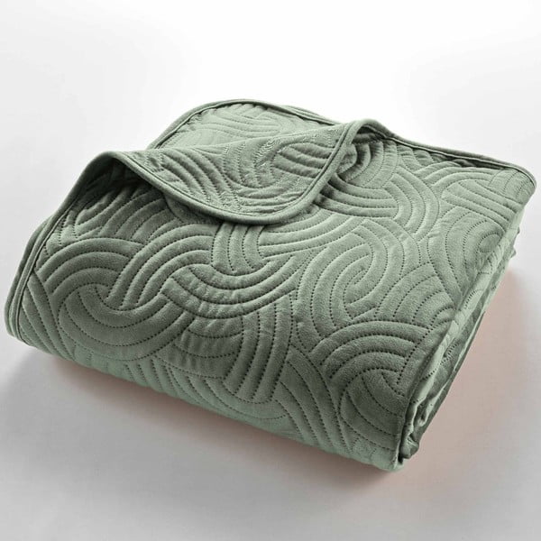 Set con copriletto e federa verde in velluto 240x260 cm Solange – douceur d'intérieur