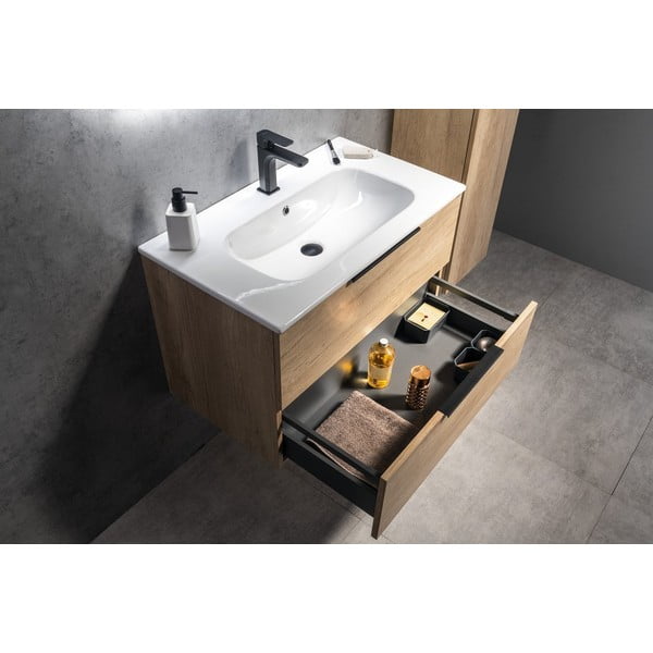Mobile senza lavabo di colore naturale con effetto rovere da appendere 80x52 cm Cirasa – Sapho-image-2