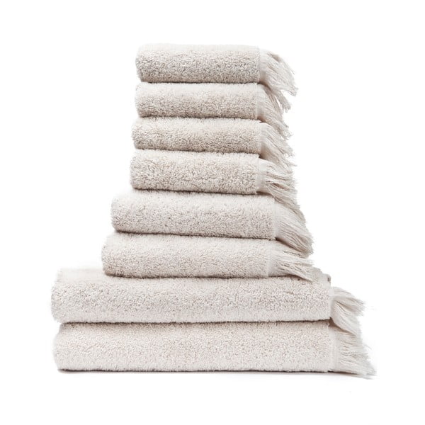 Set di 6 asciugamani crema e 2 asciugamani da bagno in 100% cotone - Bonami Selection