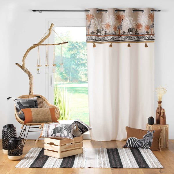Tenda marrone e di colore naturale in cotone 140x240 cm Kenya Lodge – douceur d'intérieur-image-2