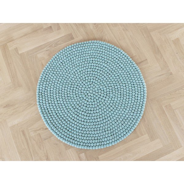 Tappeto in lana blu pastello, ⌀ 140 cm Ball Rugs - Wooldot-image-1