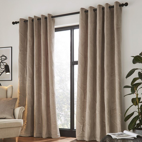 Tende beige in set di 2 pezzi 229x168 cm Pinsonic - Catherine Lansfield-image-1
