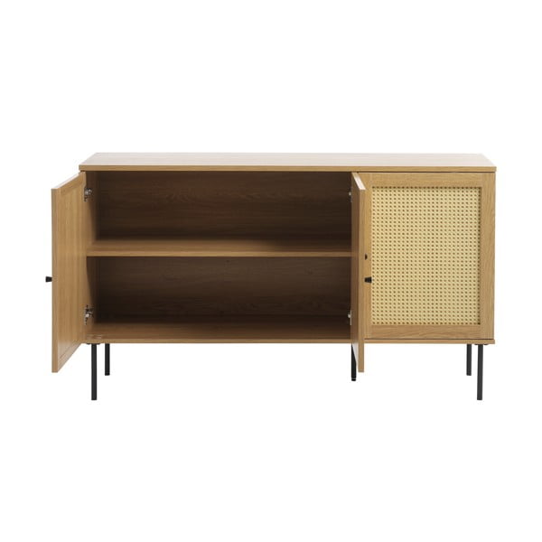 Cassettiera bassa effetto rovere colore naturale 140x80 cm Pensacola - Unique Furniture-image-3