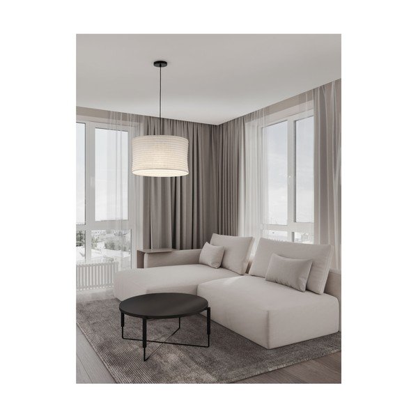 Lampadario bianco in lino ø 50 cm Linnet – Nova Luce-image-1