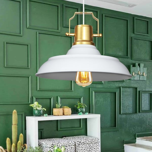 Lampadario bianco con paralume in metallo ø 25 cm Tarsus – Opviq lights-image-1