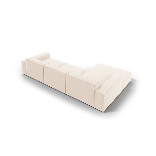 Divano angolare componibile color crema (con penisola a sinistra/con chaise lounge) con rivestimento in velluto Jodie – Micadoni -image-2