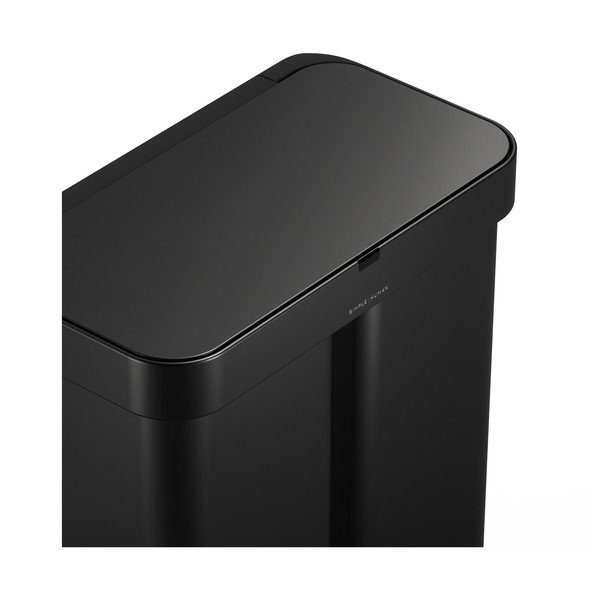 Cestino per la spazzatura nero in acciaio per raccolta differenziata/con sensori contactless 34+24 l Dual Sensor – simplehuman-image-1