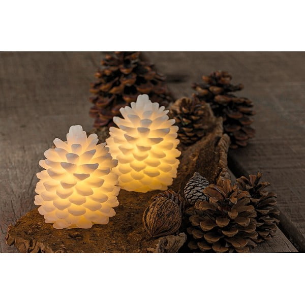 Decorazione natalizia luminosa bianca 2 pz ø 8 cm Clara – Sirius-image-1