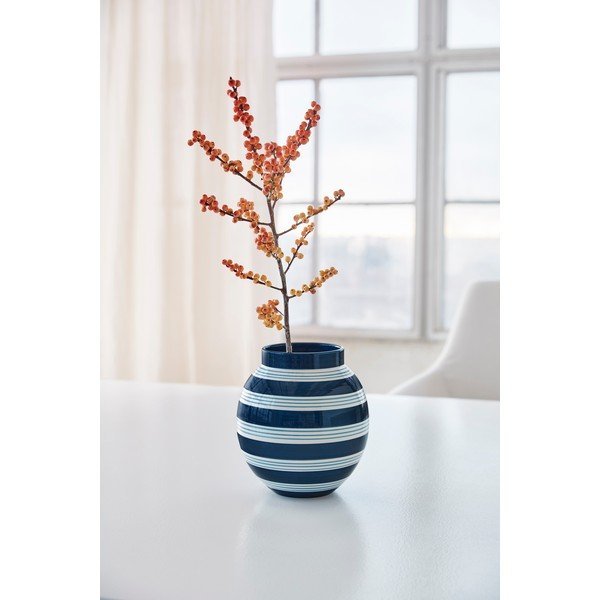 Vaso in ceramica bianco-blu scuro Nuovo, altezza 20,5 cm Omaggio - Kähler Design-image-3