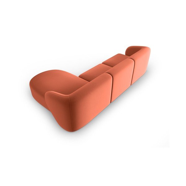 Divano angolare rosa (con penisola a destra/con chaise lounge) con rivestimento in velluto Paolo – Milo Casa-image-3