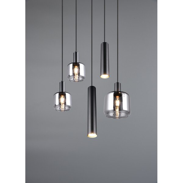 Lampadario nero con paralume in metallo e vetro ø 40 cm Mataro - Trio-image-2