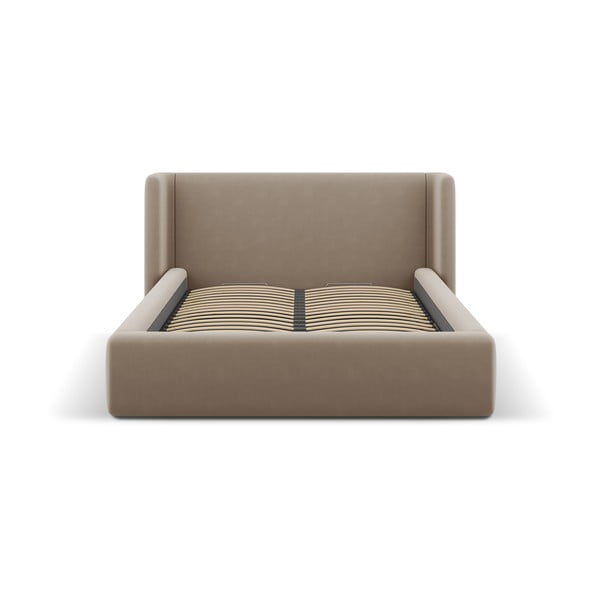 Letto matrimoniale imbottito marrone chiaro con contenitore con rete inclusa 160x200 cm Jason – Windsor & Co Sofas-image-4