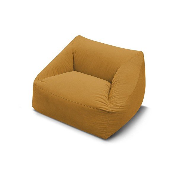 Puof a sacco giallo con rivestimento in velluto a coste Lilibet – Bobochic Paris-image-4