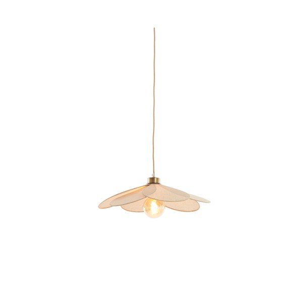 Lampadario color crema con paralume in tessuto Fyano – Light & Living-image-2