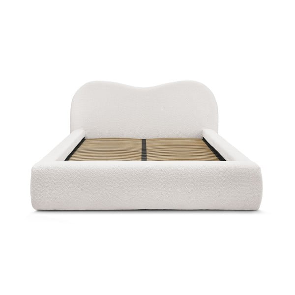 Letto matrimoniale bianco imbottito con spazio contenitivo con rete inclusa 180x200 cm Orlane – Bobochic Paris-image-4