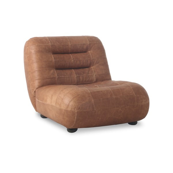 Poltrona marrone cognac con rivestimento in pelle Wyatt – Dutchbone