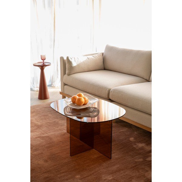 Tavolino da salotto marrone in vetro 60x80 cm Linea – Zuiver-image-1