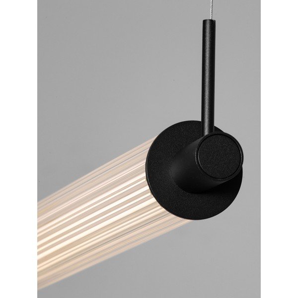 Lampadario LED nero opaco in alluminio con paralume in vetro con intensità regolabile Glovia – Nova Luce-image-2