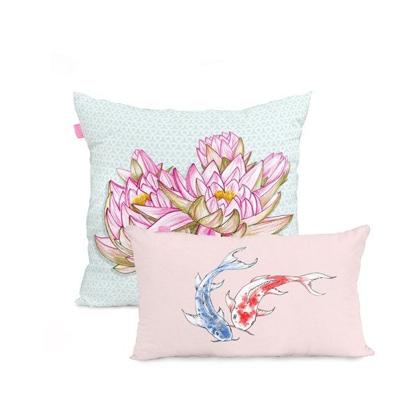 Sada 2 bavlněných povlaků na polštář Happy Friday Lotus