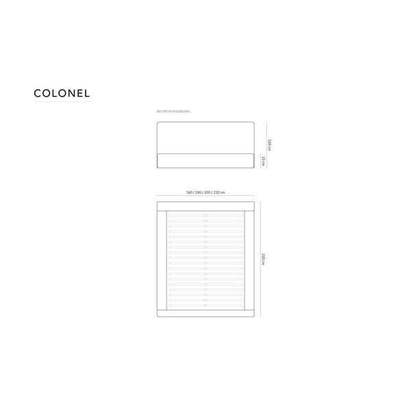 Letto matrimoniale imbottito grigio con contenitore e doghe 140x200 cm Colonel - Cosmopolitan Design-image-4