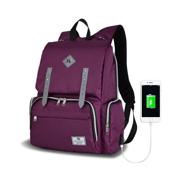 Zaino viola per mamme con porta USB Lo zaino per la cura del bambino di My Valice MOTHER STAR - Myvalice
