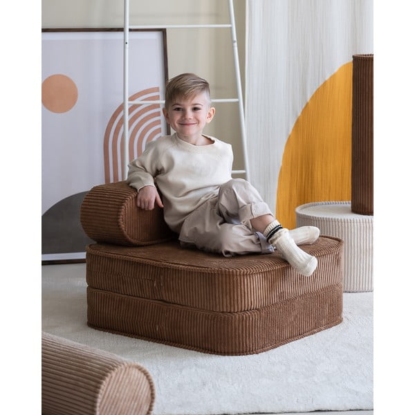 Poltrona per bambini marrone con rivestimento in velluto a coste Flip – Wigiwama-image-4