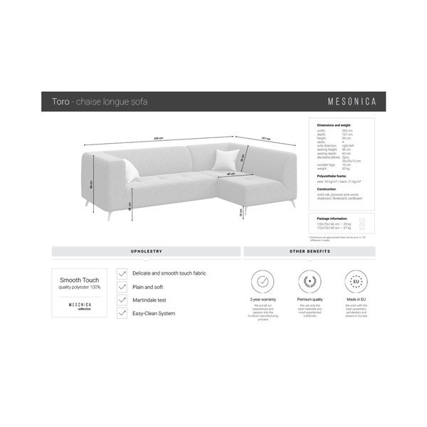 Divano angolare beige chiaro, angolo destro Toro - MESONICA-image-4