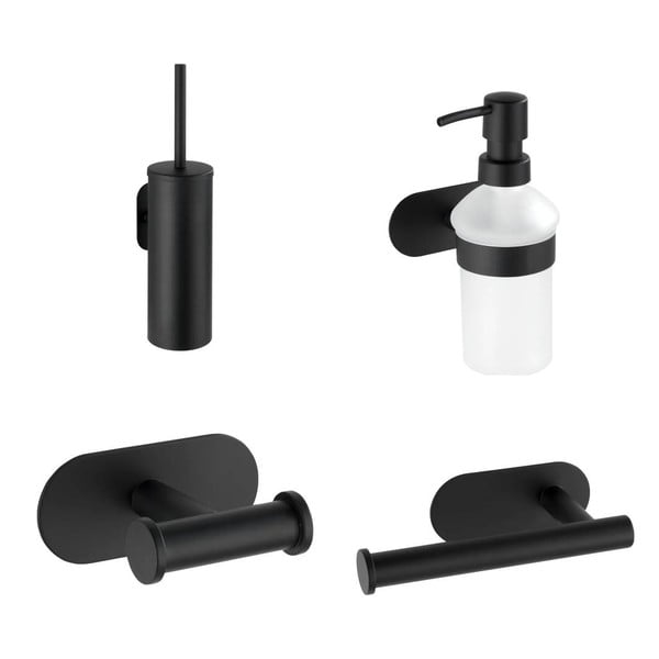 Set di accessori da bagno nero opaco  in acciaio inox autoportanti Orea - Wenko