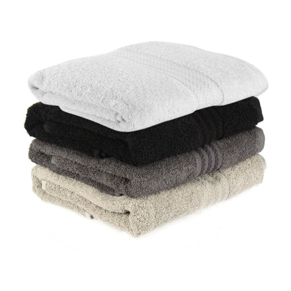 Set di 4 asciugamani in cotone Shadow, 50 x 90 cm - Foutastic-image-1