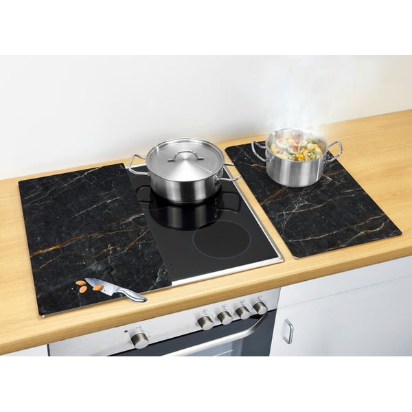 Set di copri fornelli in vetro temperato 2 pz 30x52 cm Marble – Allstar-image-1