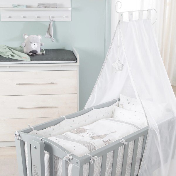 Culla grigia su ruote con baldacchino 40x90 cm Strenenzauber - Roba-image-3