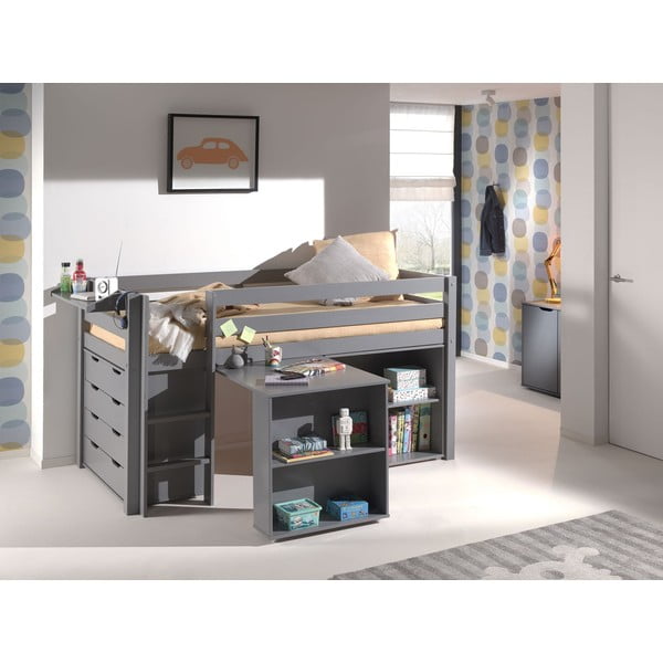 Cassettiera bassa grigia per bambini 85,5x72 cm Pino - Vipack-image-2