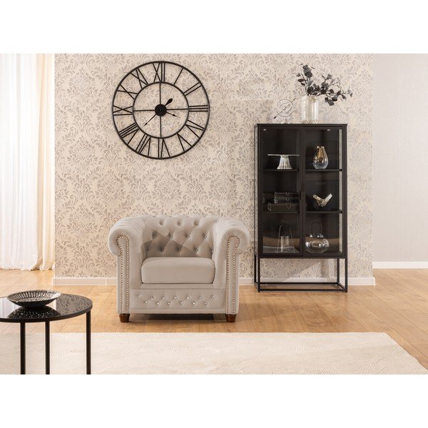 Poltrona chesterfield beige con rivestimento in velluto York Blik – Ropez-image-1