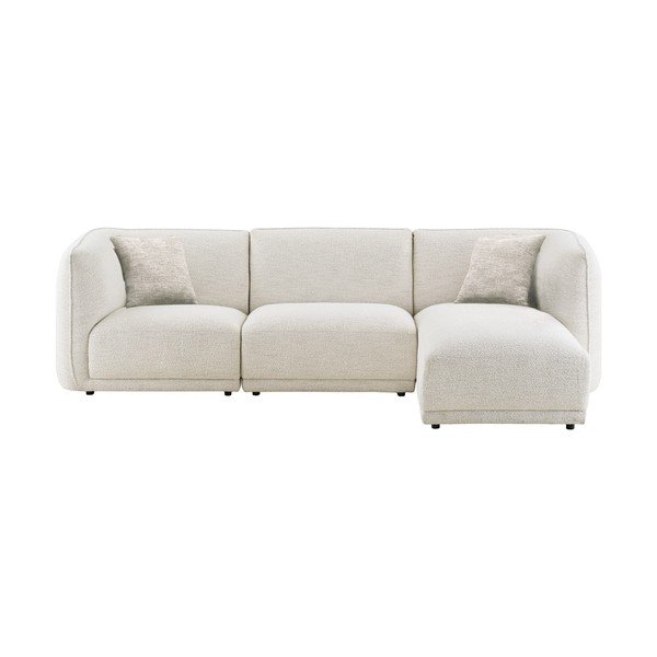 Divano angolare color crema (con penisola a destra/con chaise lounge) con rivestimento in ciniglia Noor – House Nordic