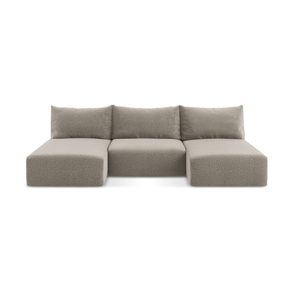 Divano letto beige con contenitore divano ad angolo Kalena - Makamii