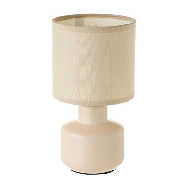 Lampada da tavolo in ceramica beige con paralume in tessuto (altezza 22 cm) - Casa Selección