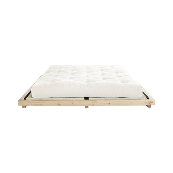 Letto matrimoniale in legno di pino con materasso e tatami Dock Double Latex Natural Clear/Natural, 160 x 200 cm - Karup Design