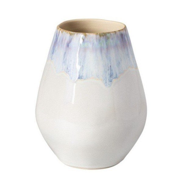 Vaso bianco/blu in gres dipinto a mano (altezza totale 20 cm) Brisa – Costa Nova