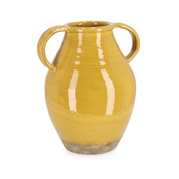 Vaso color senape in terracotta fatto a mano (altezza totale 31 cm) Daruma – Bizzotto