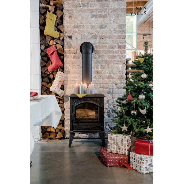 Calza natalizia in tessuto Christmas Print Natural – Linen Tales-image-4