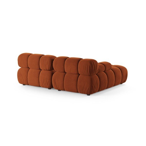 Divano angolare componibile color terracotta (con penisola a sinistra/con chaise lounge) con rivestimento in velluto – Micadoni -image-3
