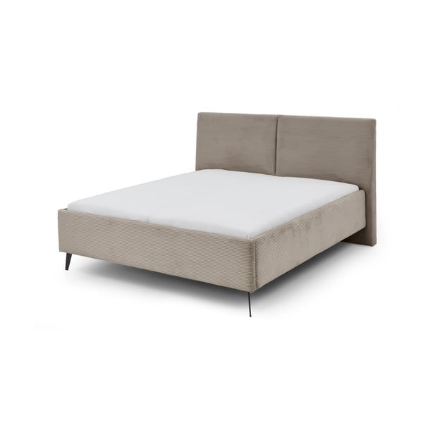 Letto matrimoniale imbottito grigio tortora con contenitore con rete inclusa 180x200 cm Lando – Meise Möbel