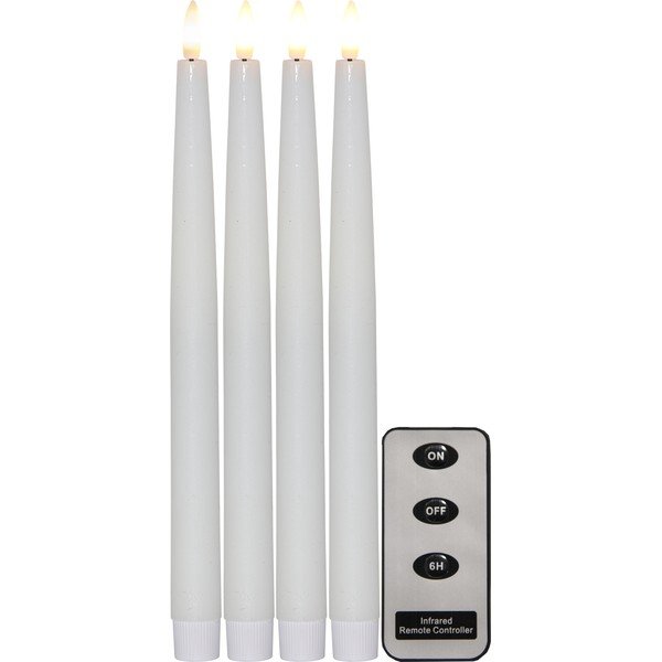 Set di 4 candele di cera LED bianche, altezza 28,5 cm Flamme - Star Trading